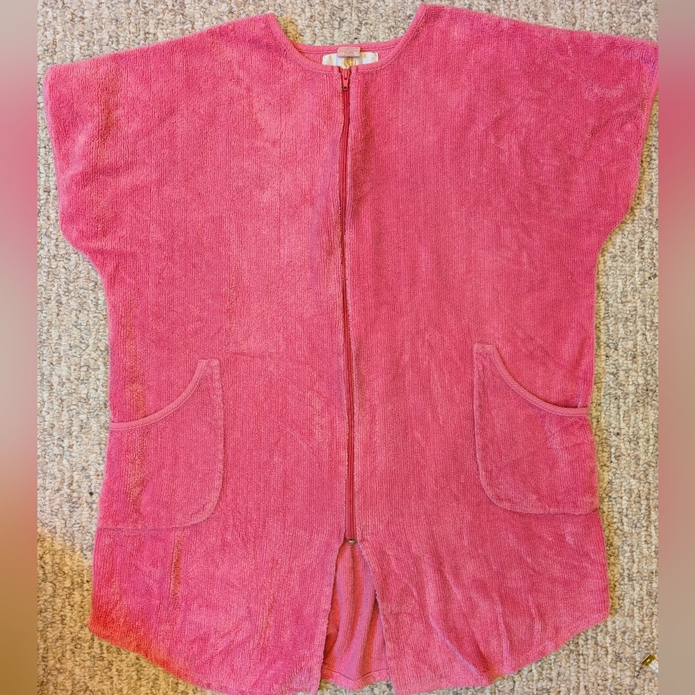 Stan Herman Women 1 X Short  Chanille Full Zip Robe Pink